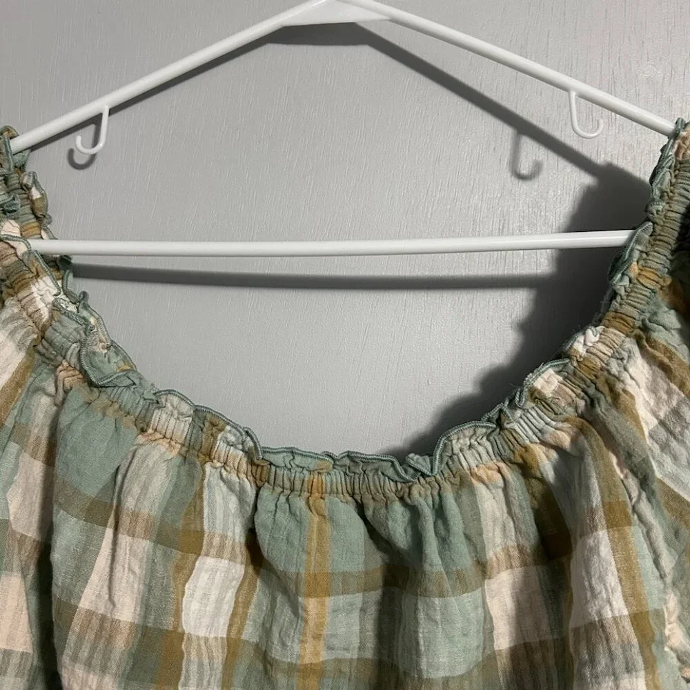 American Eagle Plaid Crop‎ Top On or Off Shoulder Women's Size L